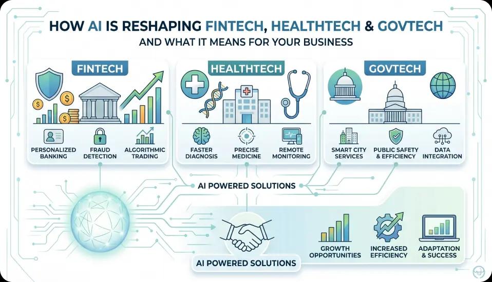 How AI Is Reshaping FinTech, HealthTech & GovTech - And What It Means for Your Business