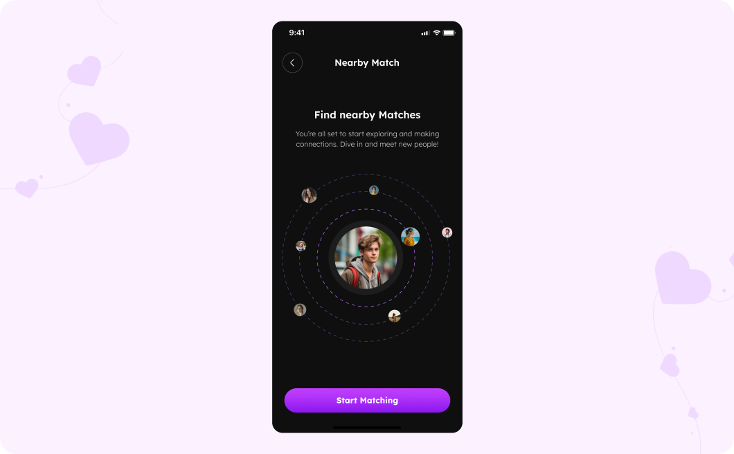 Dating app geolocation screen design