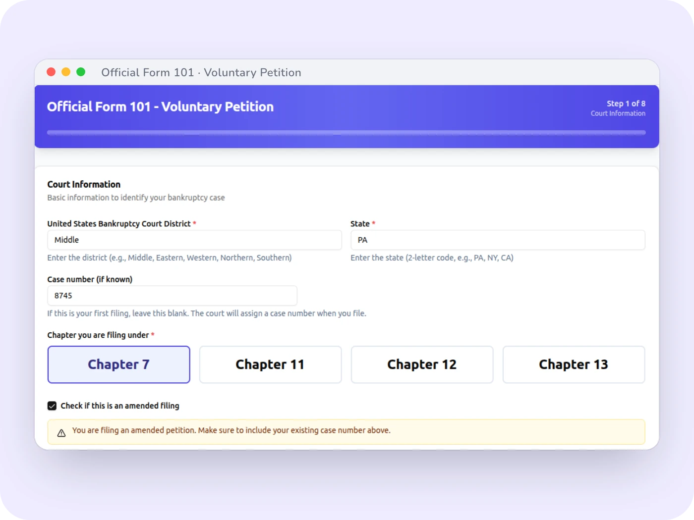 PetitionPilot: Bankruptcy Form Automation Platform