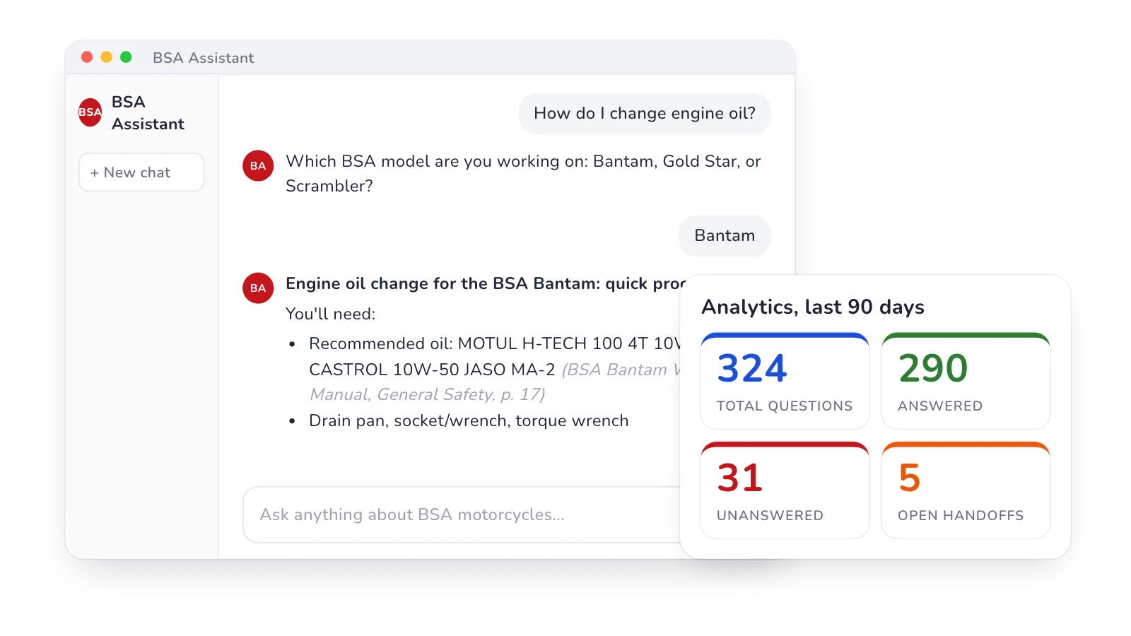 BSA Chatbot: AI Motorcycle Support Platform