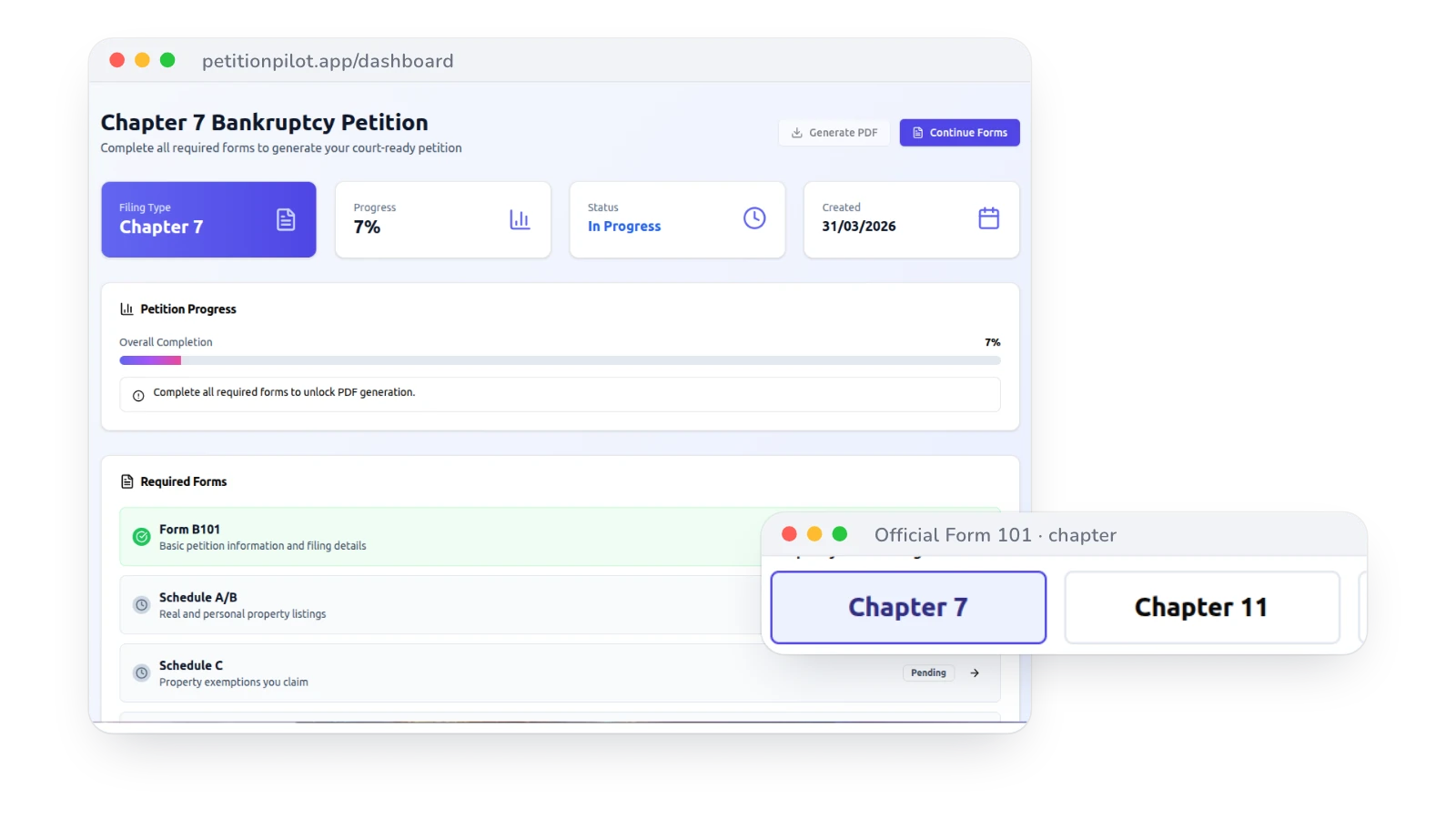 PetitionPilot: Bankruptcy Form Automation Platform